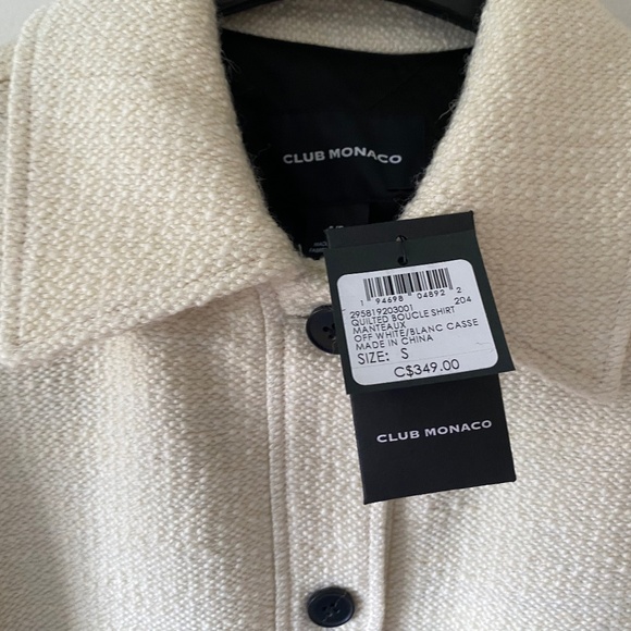 NWT Club Monaco Quilted Boucle Shirt Jacket Size SMALL - Picture 4 of 7